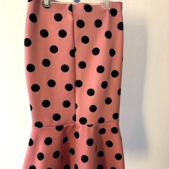 Haute Monde Skirt Large Retro Pink Polka Dot Peplum Soft Academia Parisian Chic - Picture 10 of 11